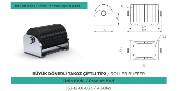 DORSE ARKA DAYAMA TAKOZU DONERLI TIP 2 KOMPLE 110 MM